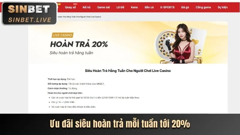 Hoàn trả hàng tuần cho nổ hũ